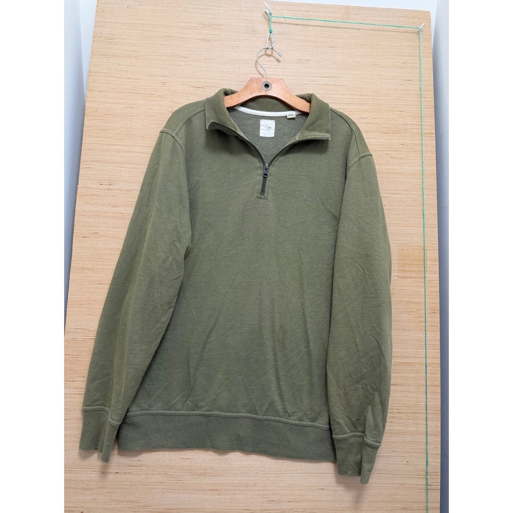 Dockers Mens Quarter Zip Pullover Sweatshirt Olive Green Fleece Lined Large